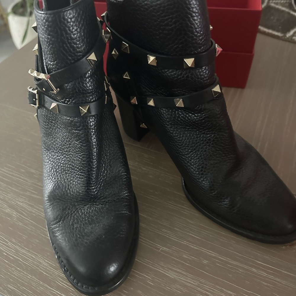 Valentino Garavani Black Studded Ankle Boots